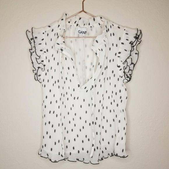 Ganni pleated Georgette top size US 4 - Picture 4 of 12